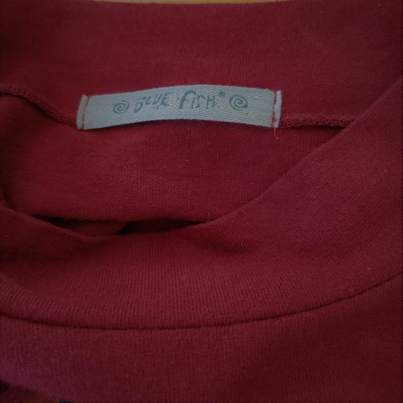 BLUE FISH Red Lagenlook Tunic - Rare Asymmetrical / Hand Printed - Picture 5 of 13